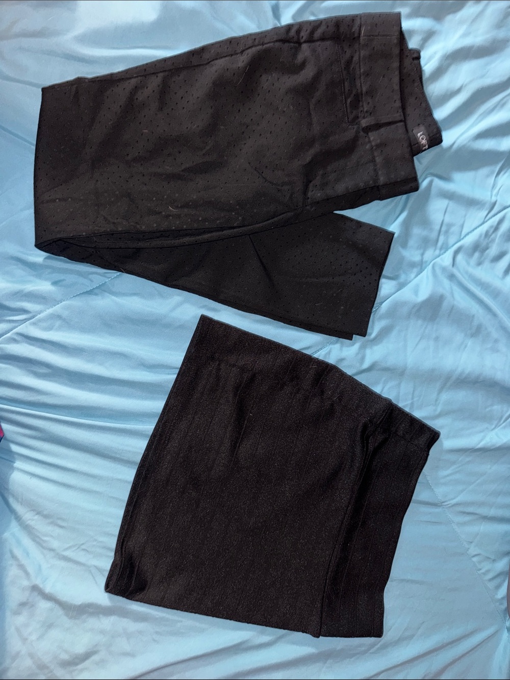 LOFT Ankle Jeans & Black Knit Mini Skirt